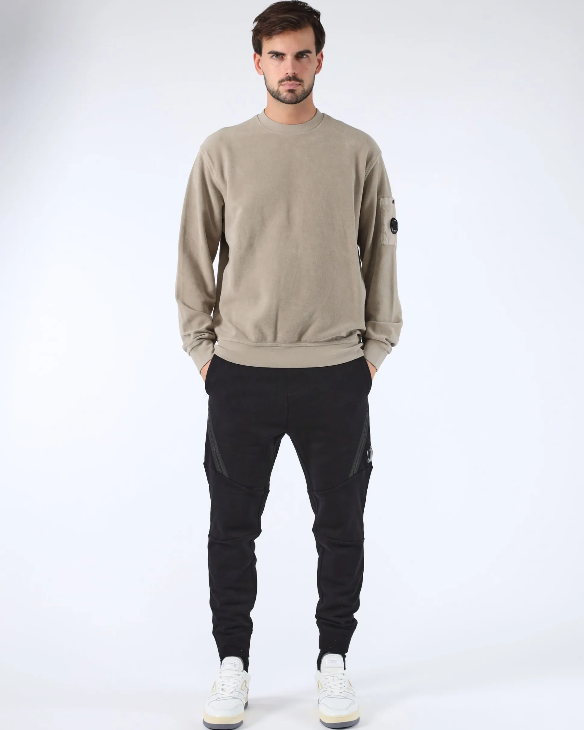Brushed Emerized diagonal fleece Sweatsirt