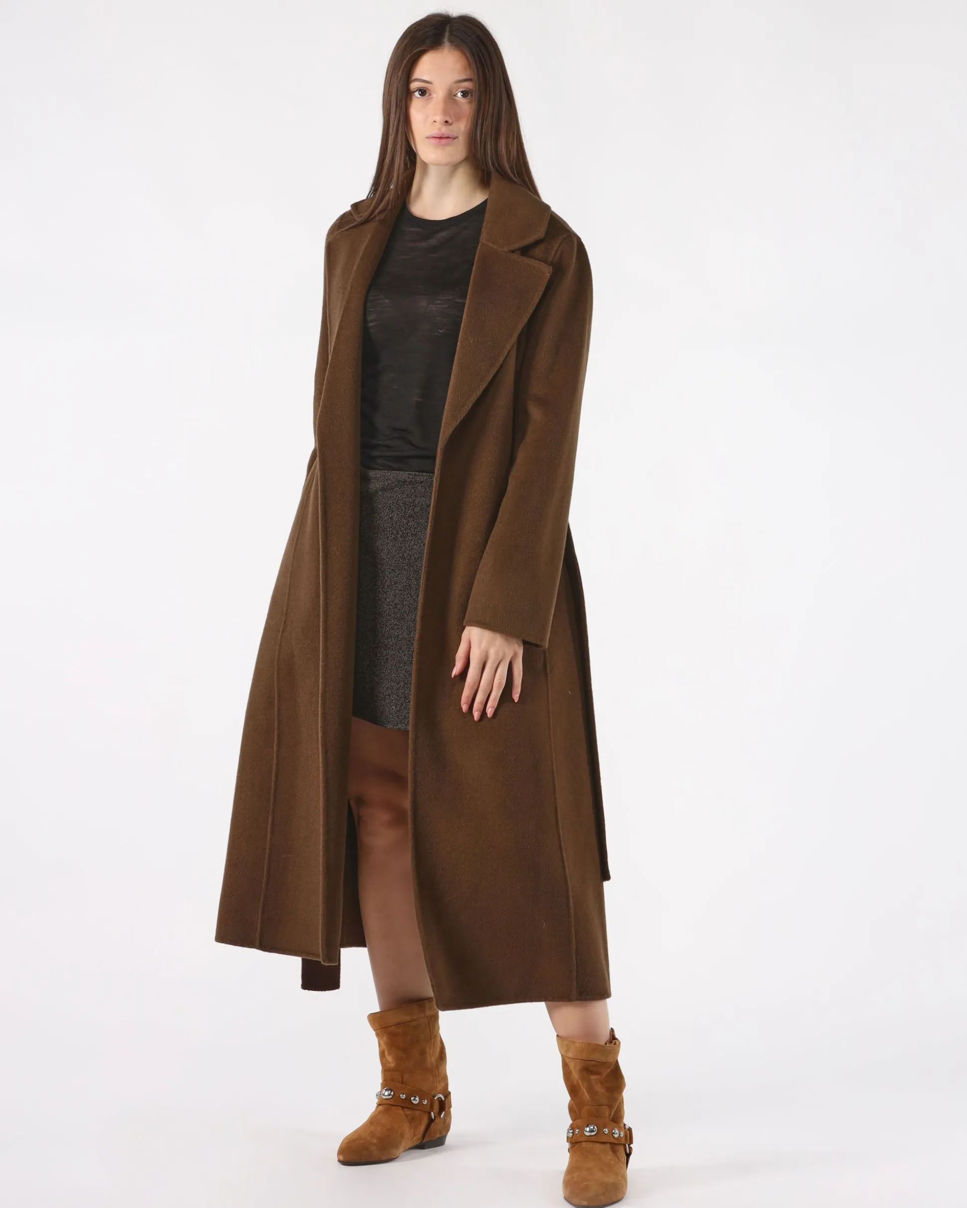 Cappotto Marrone con Cintura