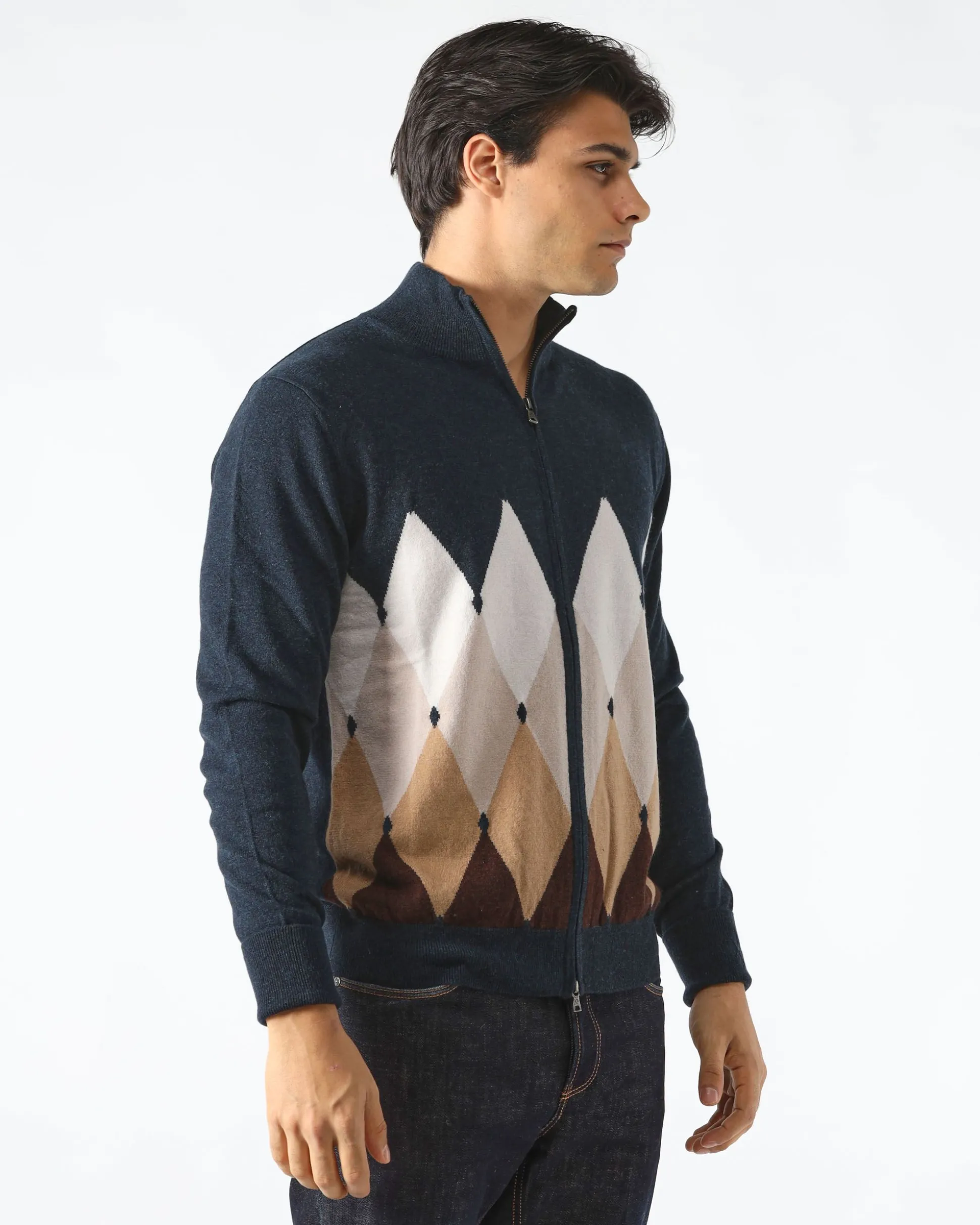 Cardigan con Zip Blu
