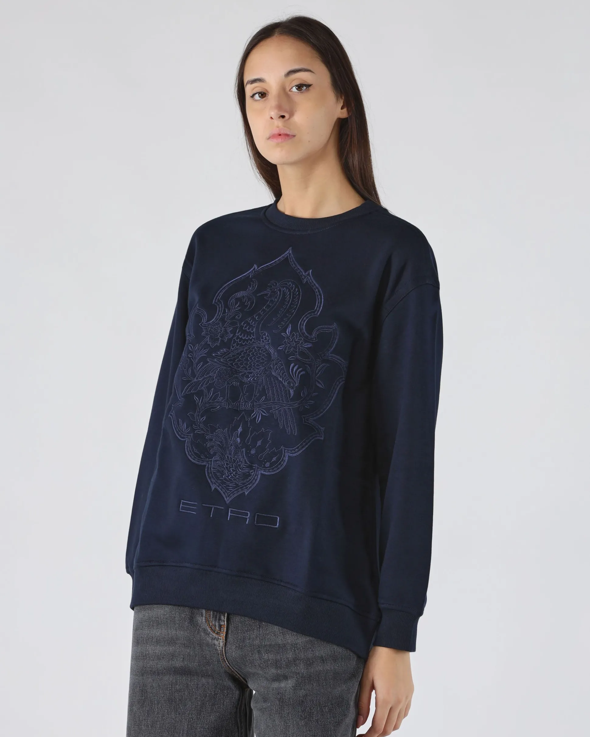 Felpa con logo of Blu color for only 620 in Donna - Abbigliamento - Felpe - Felpe Girocollo - Saldi - Saldi - Abbigliamento - Black Week - Black Friday - Flash Promo - Special Price at Main Website Store, Main Website.