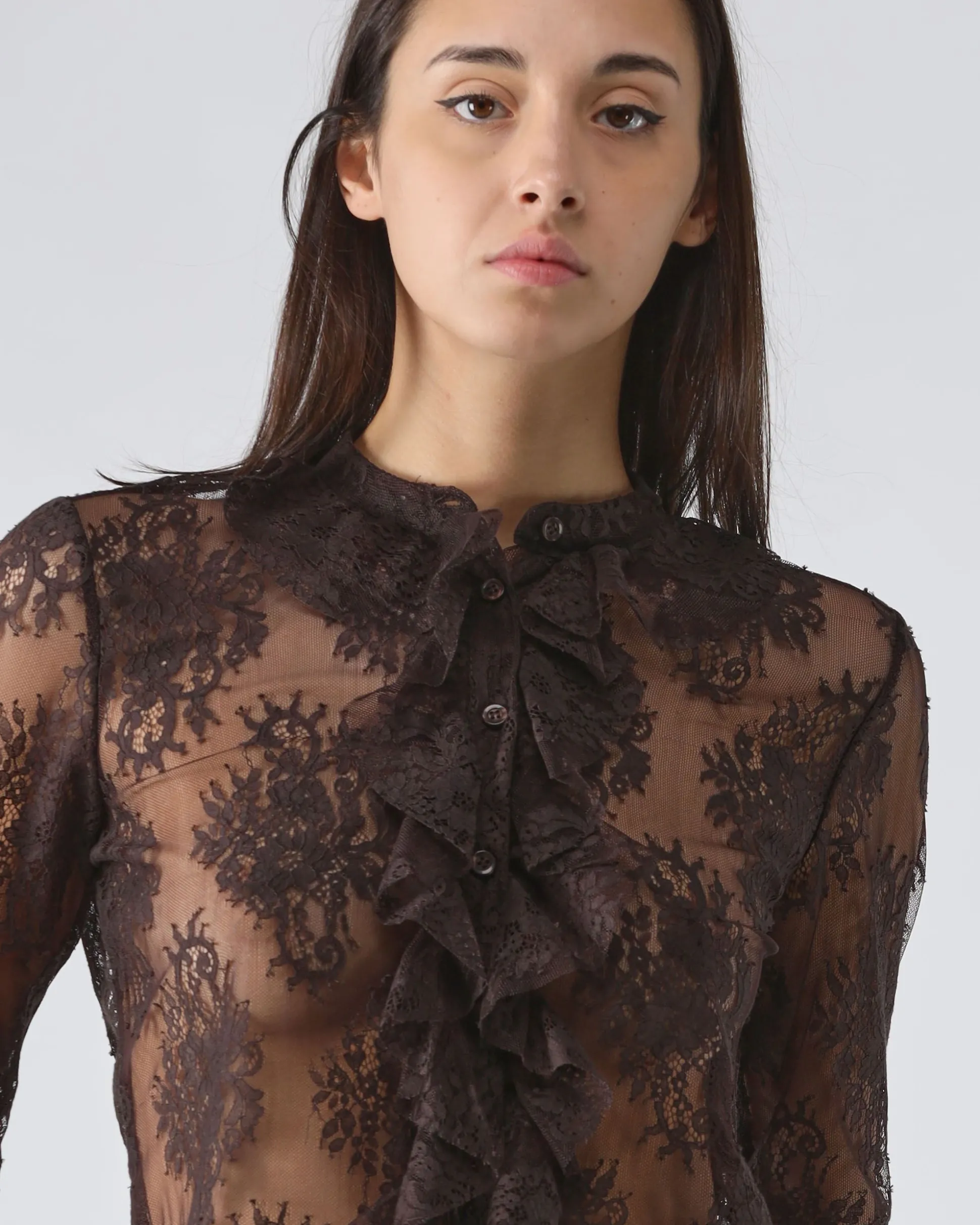 Maglia in pizzo con Jabot
