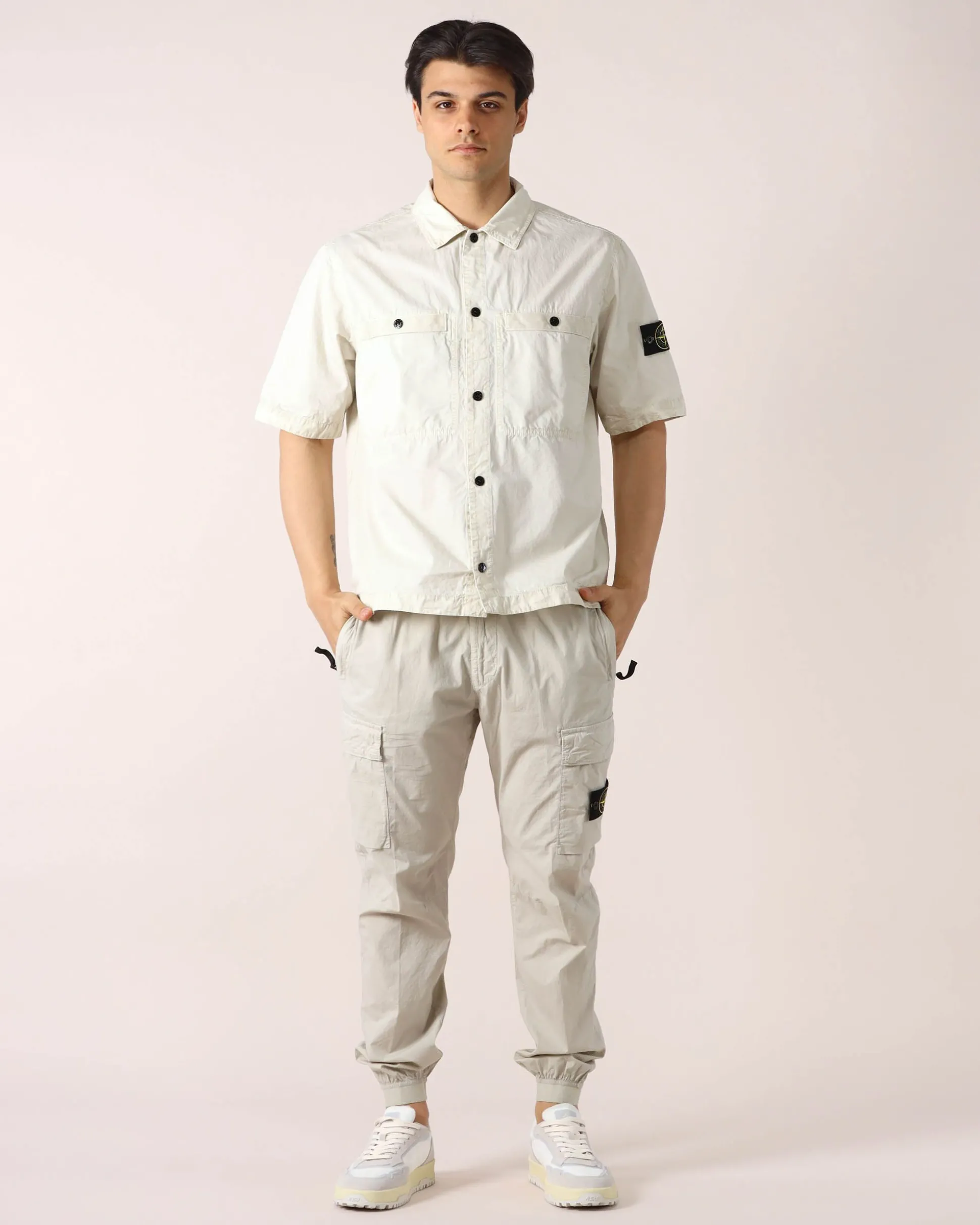 Overshirt Sabbia a Maniche Corte