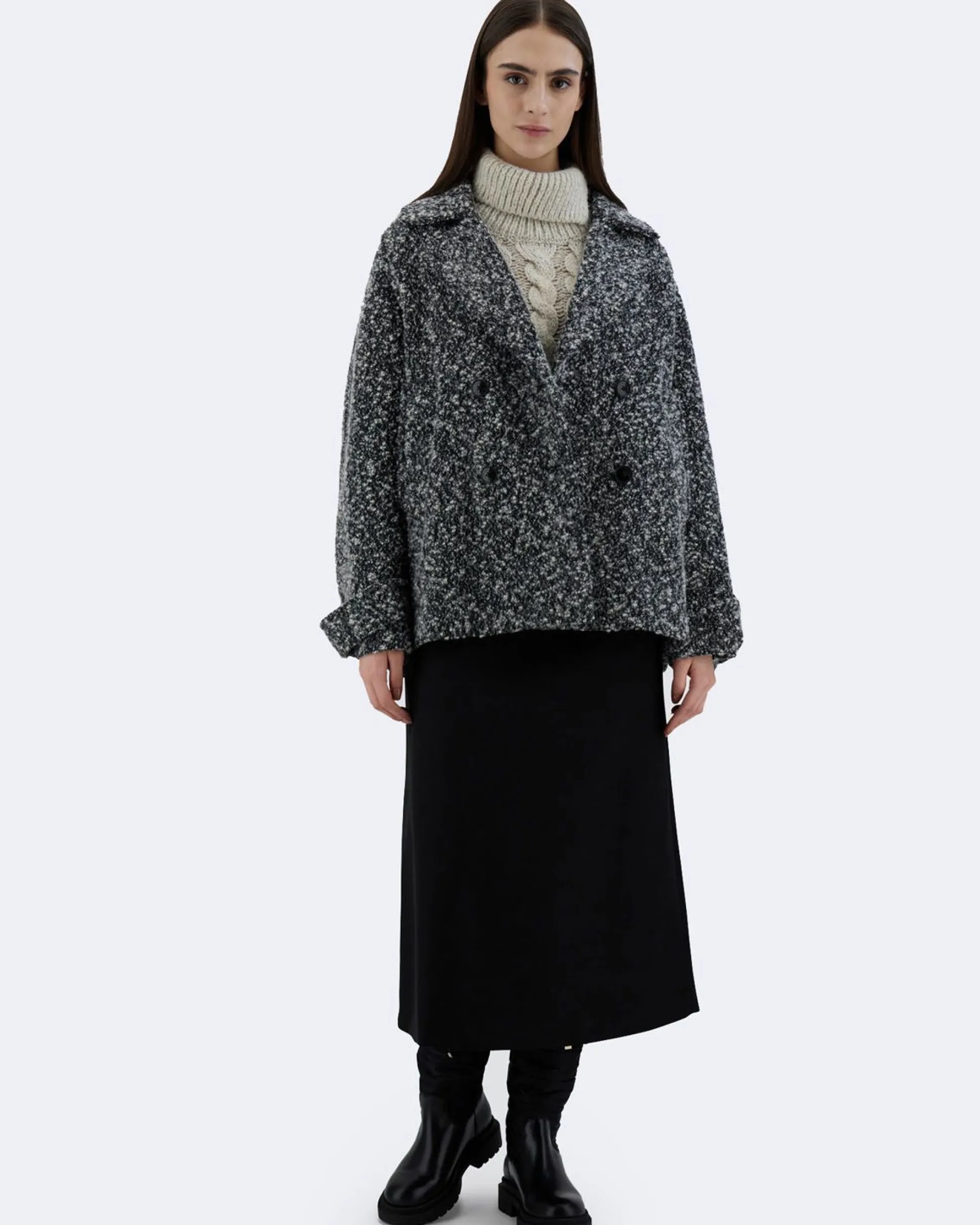 Peacoat in feeling boucle wool