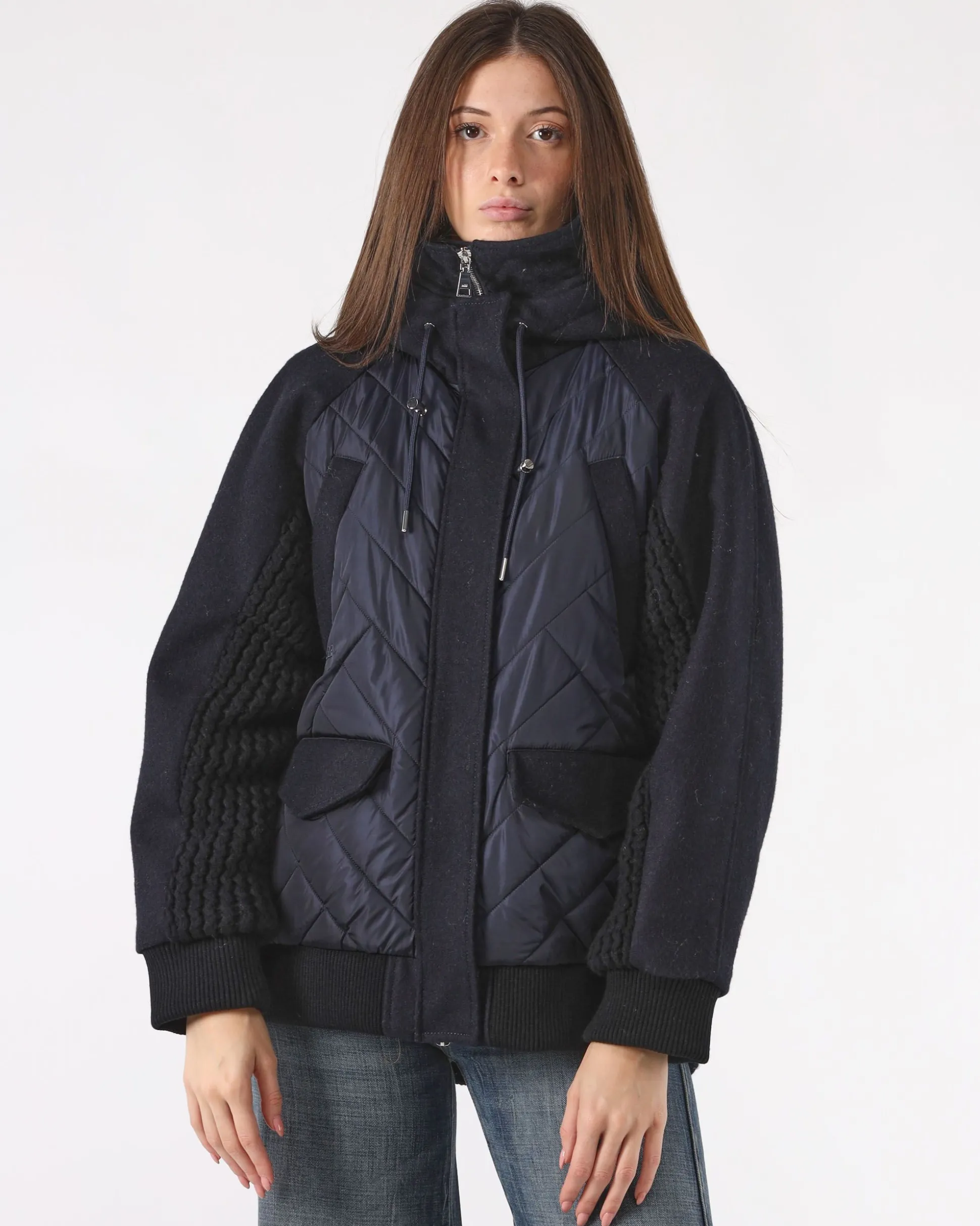 Piumino Blu Oversized con Cappuccio