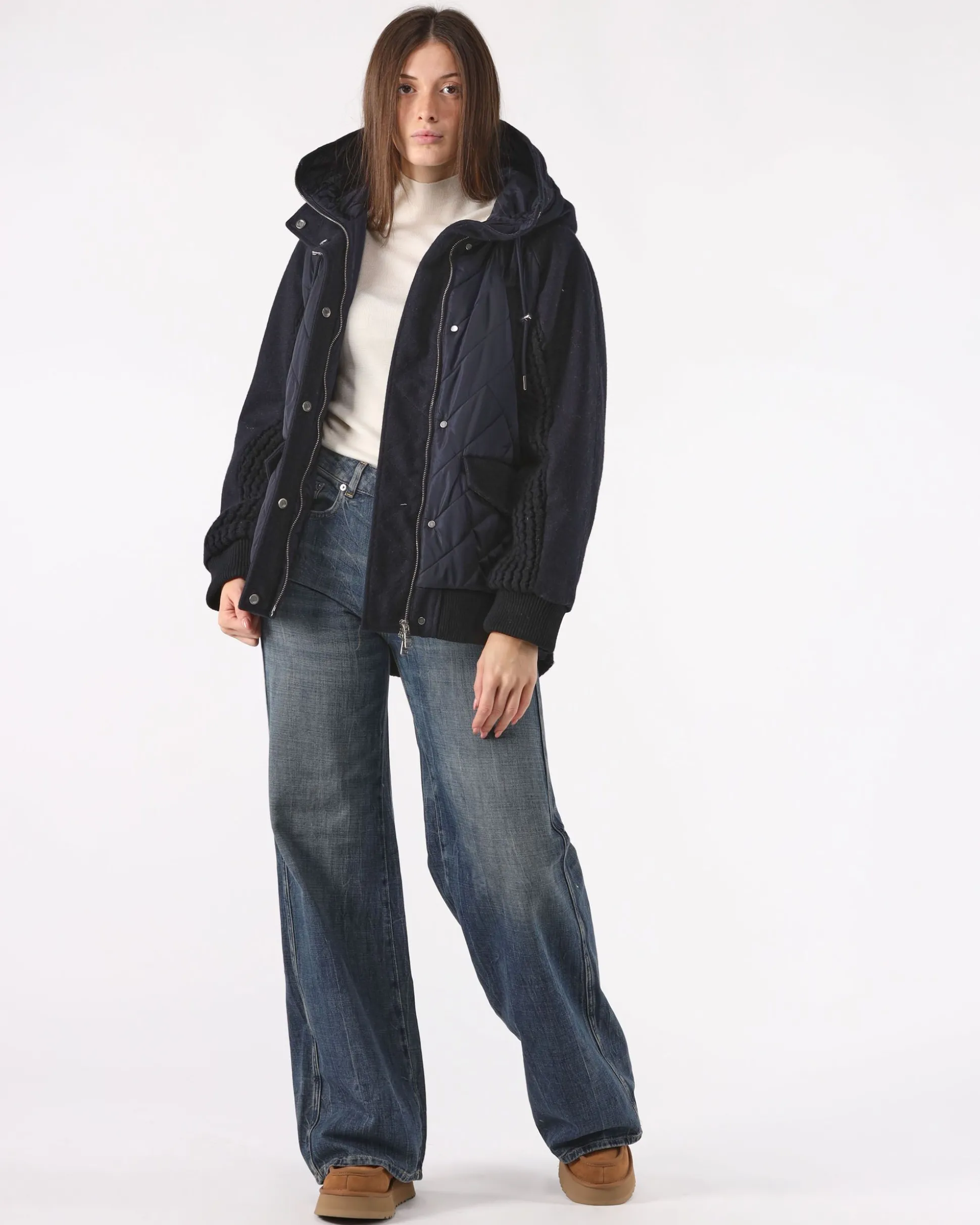 Piumino Blu Oversized con Cappuccio